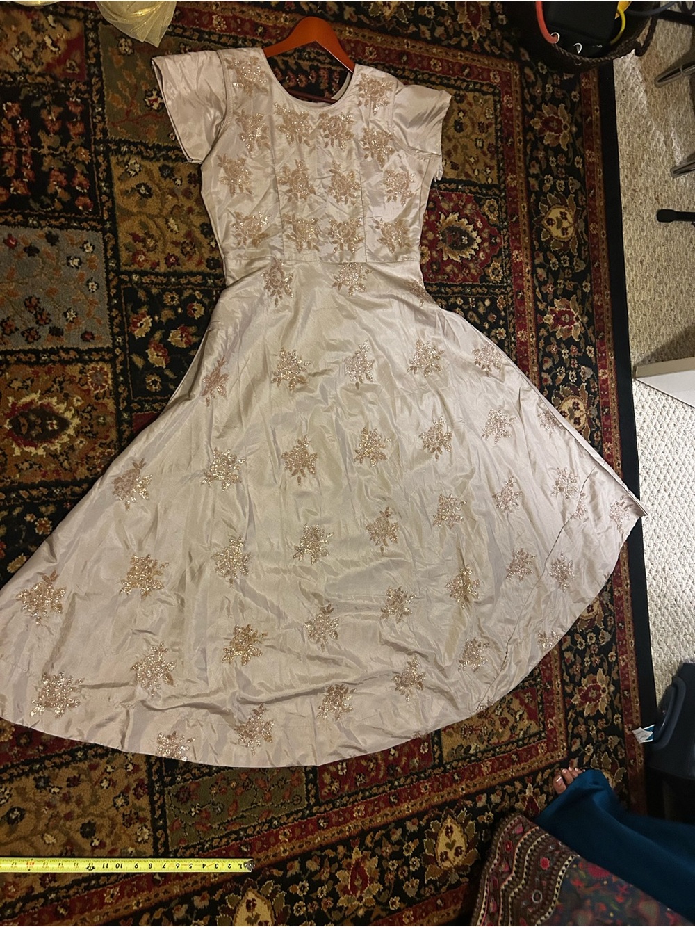 Ivory Embroidered Floral Fit-and-Flare Dress